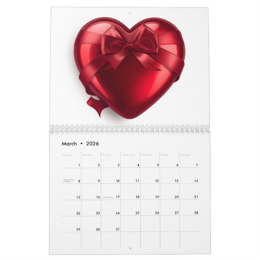 Red Rose Valentine Romantic Wall Desk   Kalender (Mar 2026)