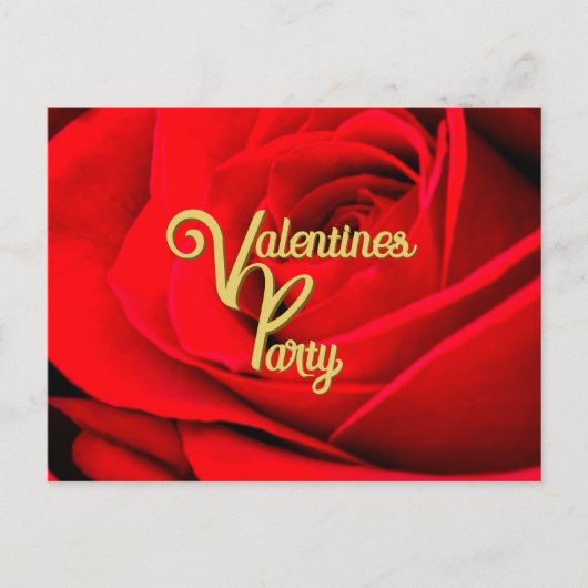 Red Rose Valentines Party Postcard Briefkaart (Voorkant)