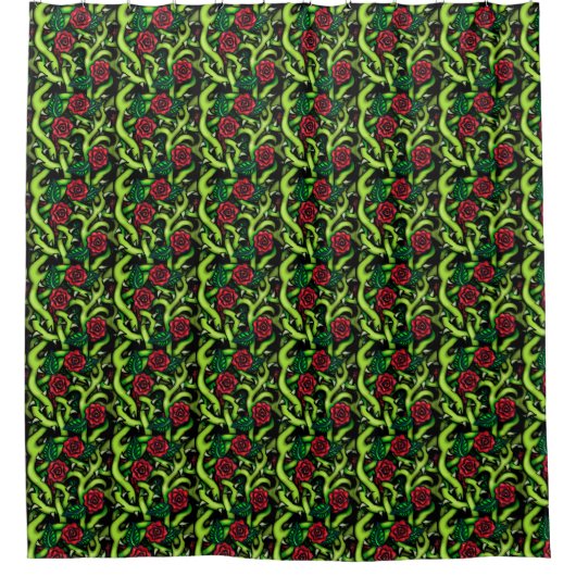 Red Rose Vines Fairytale Shower Curtain Douchegordijn (Voorkant)