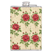 Red rose vintage pattern heupfles (Achterkant)