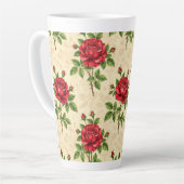 Red rose vintage pattern latte mok (Linkerhoek)