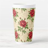 Red rose vintage pattern latte mok (Voorkant)