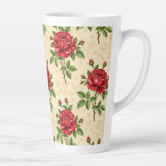 Red rose vintage pattern latte mok (Rechts)