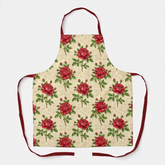 Red rose vintage pattern schort (Voorkant)
