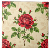 Red rose vintage pattern tegeltje (Voorkant)