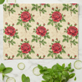 Red rose vintage pattern theedoek (Gevouwen)