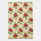 Red rose vintage pattern theedoek (Verticaal)