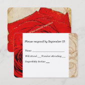 Red Rose Vintage Wedding RSVP Kaartje (Voorkant / Achterkant)