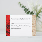Red Rose Vintage Wedding RSVP Kaartje (Staand voorkant)