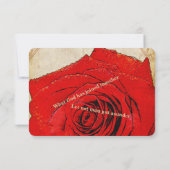 Red Rose Vintage Wedding RSVP Kaartje (Achterkant)
