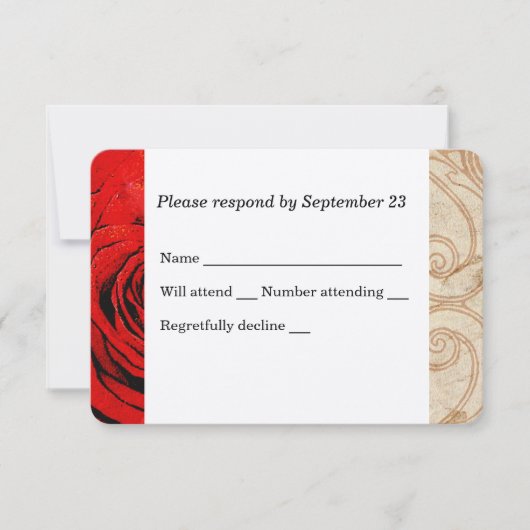 Red Rose Vintage Wedding RSVP Kaartje (Voorkant)