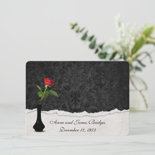 Red Rose Vow Renewal Invite Kaart (Staand voorkant)