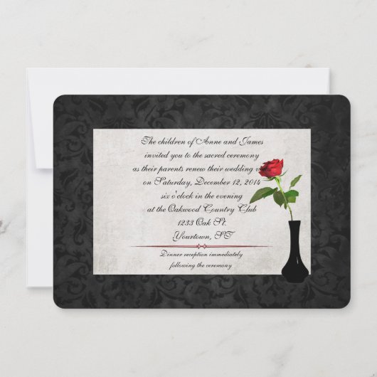 Red Rose Vow Renewal Invite Kaart (Achterkant)