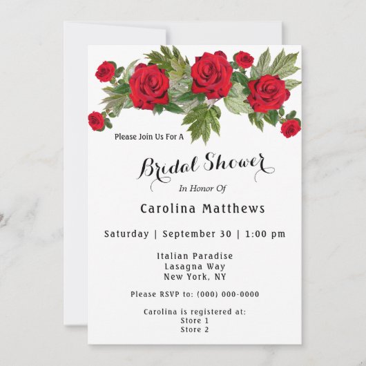 Red Rose Vrijgezellenfeest Floral Kaart (Voorkant)