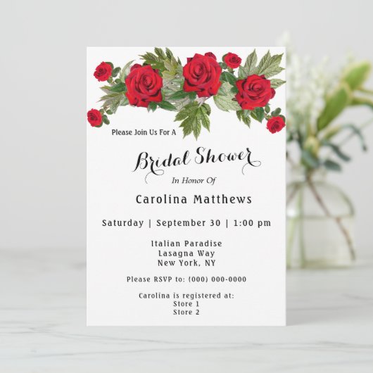 Red Rose Vrijgezellenfeest Floral Kaart (Staand voorkant)