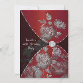 Red Rose Vrouwen 40ste verjaardag Uitnodiging (Voorkant)