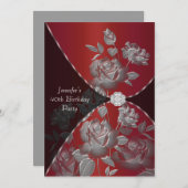 Red Rose Vrouwen 40ste verjaardag Uitnodiging (Voorkant / Achterkant)