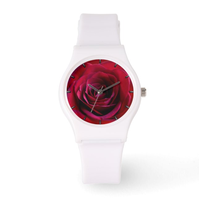 Red Rose Watch Romantic Red Rose Wrist Watts Horloge (Voorkant)