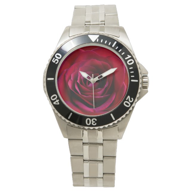 Red Rose Watch Romantic Red Rose Wrist Watts Horloge (Voorkant)