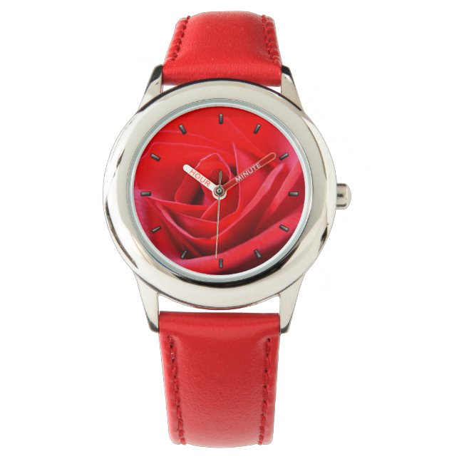 Red Rose Watch Romantic Roos Wrist Watts Horloge (Voorkant)