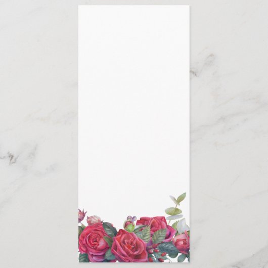 Red Rose Watercolor Wedding Menu (Achterkant)