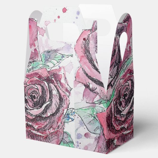 Red Rose Waterverf Art Party Cake Favor Box Bedankdoosjes (Geopend)