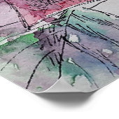 Red Rose Waterverf art Roos Natuur Tuin Poster (Hoek)