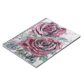 Red Rose Waterverf Beauful Womans Name Notitieboek (Linkerzijde)