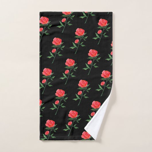 Red Rose Waterverf Black Bad Handdoek (Handdoek)