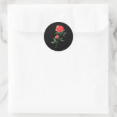 Red Rose Waterverf Black Ronde Sticker (Tas)