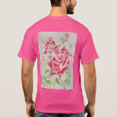 Red Rose Waterverf Bloemen Bloemen Bloemen Schilde T-shirt (Achterkant)