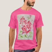 Red Rose Waterverf Bloemen Bloemen Bloemen Schilde T-shirt (Voorkant)