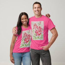 Red Rose Waterverf Bloemen Bloemen Bloemen Schilde T-shirt