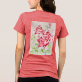 Red Rose Waterverf Bloemen Bloemen Bloemen Schilde Tri-Blend Shirt (Achterkant)