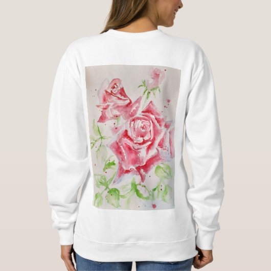 Red Rose Waterverf Bloemen Bloemen Bloemen Schilde Trui (Achterkant)