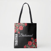 Red Rose Waterverf Bloemen bruiloft Canvas tas (Voorkant)