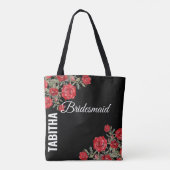 Red Rose Waterverf Bloemen bruiloft Canvas tas (Achterkant)