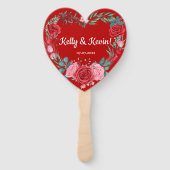 Red Rose Waterverf Bloemen Huwelijk Hand Fan Handwaaier (Voorkant)