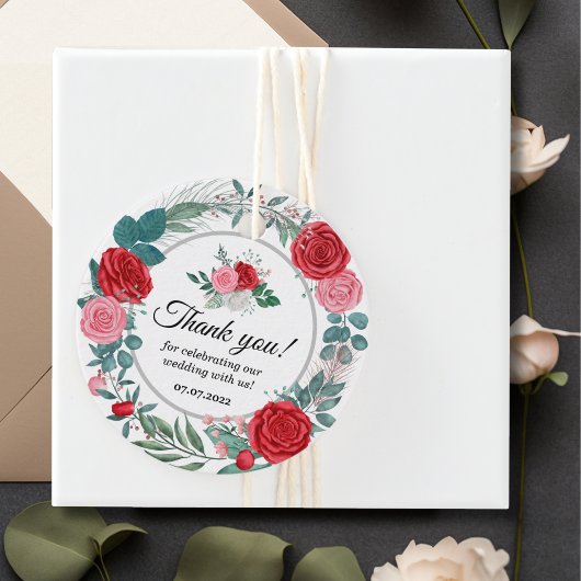 Red Rose Waterverf bruiloft Bedankt Bedankjes Labels