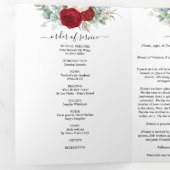 Red Rose Waterverf Floral Memorial Funeral Drieluik Programma (Binnenzijde eerst)