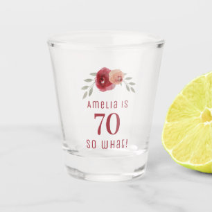 Red Rose Waterverf Positieve Bloemen 70ste Verjaar Shot Glas