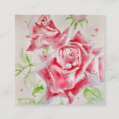 Red Rose Waterverf Rozen Happy Birthday Square St Vierkante Visitekaartje (Achterkant)