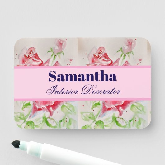 Red Rose Waterverf Rozen Roze Bloemen Naamplaatje (In situ)