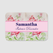 Red Rose Waterverf Rozen Roze Bloemen Naamplaatje (Voorkant)