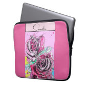 Red Rose Waterverf Rozen Roze iPad Smart Hoesje Laptop Sleeve (Voorkant Links)