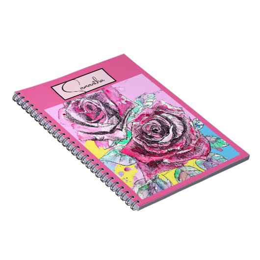 Red Rose Waterverf Rozen Roze iPad Smart Hoesje Notitieboek (Rechterzijde)
