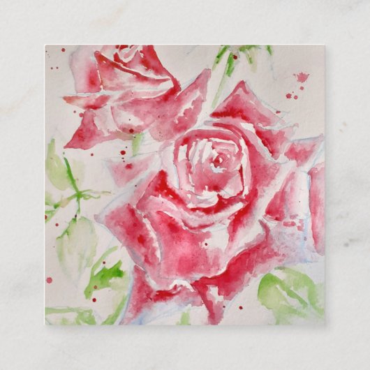 Red Rose Waterverf Rozen Square St Informatiekaartje (Achterkant)