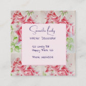 Red Rose Waterverf Rozen Square St Informatiekaartje (Voorkant)