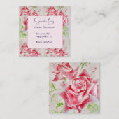 Red Rose Waterverf Rozen Square St Informatiekaartje (Voorkant / Achterkant)