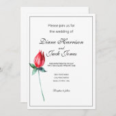 Red Rose Waterverf Stem bruiloft uitnodigingen (Voorkant / Achterkant)